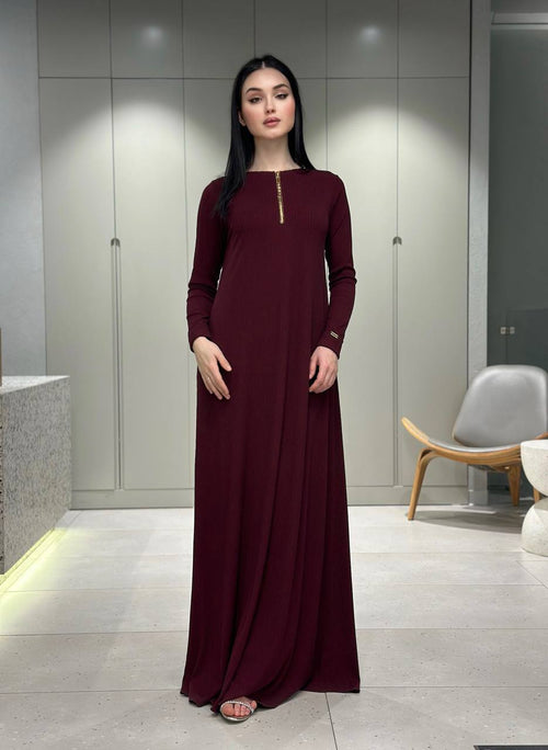 Long-sleeve modest maxi dress